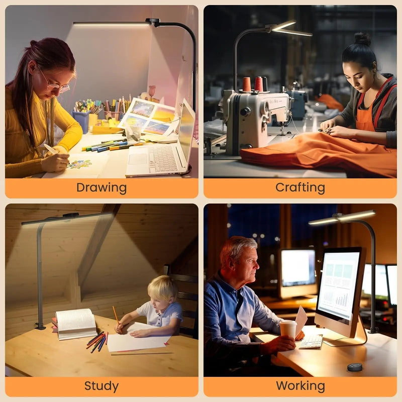 LED Desk Lamp, 24W Bright Architect Desk Lamp for Home Office, Clamp Desk Lig... - Puck's