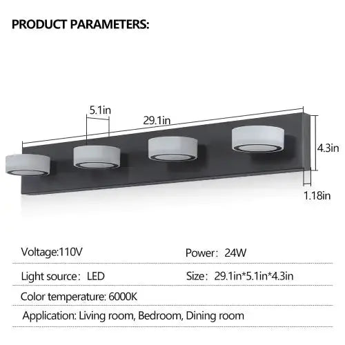 LED Modern Black 4 Light Vanity Light Fixture Mirror Bathroom Wall Light Unavailable Platforms- Temu - Puck's