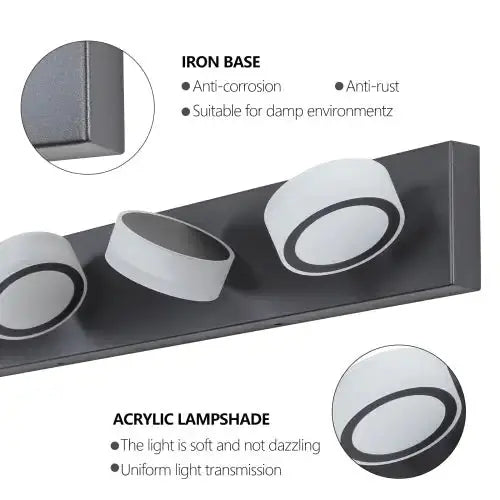 LED Modern Black 4 Light Vanity Light Fixture Mirror Bathroom Wall Light Unavailable Platforms- Temu - Puck's