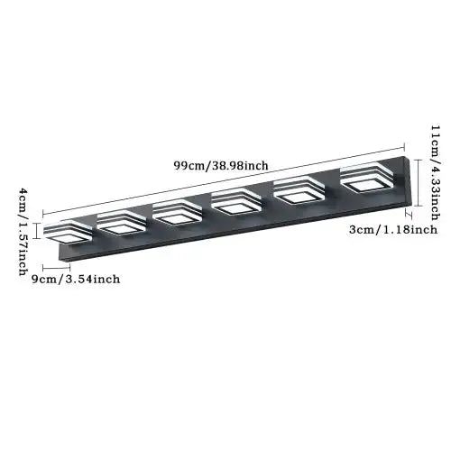 LED Modern Black Makeup Light, 6 Light Acrylic Matte Black Bathroom Makeup Light Covering Mirror Unavailable Platforms- Temu - Puck's