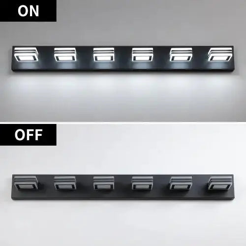 LED Modern Black Makeup Light, 6 Light Acrylic Matte Black Bathroom Makeup Light Covering Mirror Unavailable Platforms- Temu - Puck's