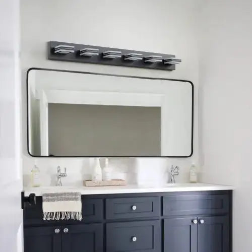 LED Modern Black Makeup Light, 6 Light Acrylic Matte Black Bathroom Makeup Light Covering Mirror Unavailable Platforms- Temu - Puck's