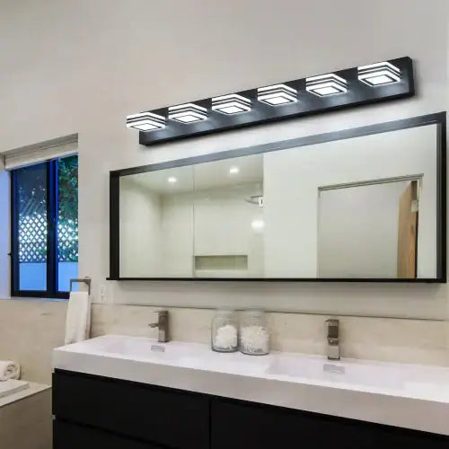 LED Modern Black Makeup Light, 6 Light Acrylic Matte Black Bathroom Makeup Light Covering Mirror Unavailable Platforms- Temu - Puck's