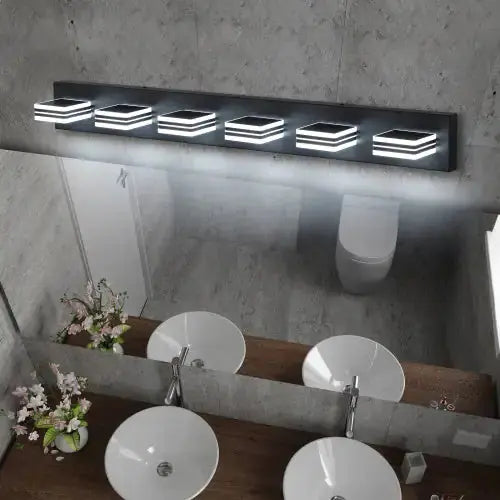 LED Modern Black Makeup Light, 6 Light Acrylic Matte Black Bathroom Makeup Light Covering Mirror Unavailable Platforms- Temu - Puck's