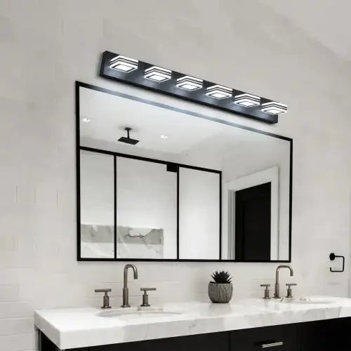 LED Modern Black Makeup Light, 6 Light Acrylic Matte Black Bathroom Makeup Light Covering Mirror Unavailable Platforms- Temu - Puck's