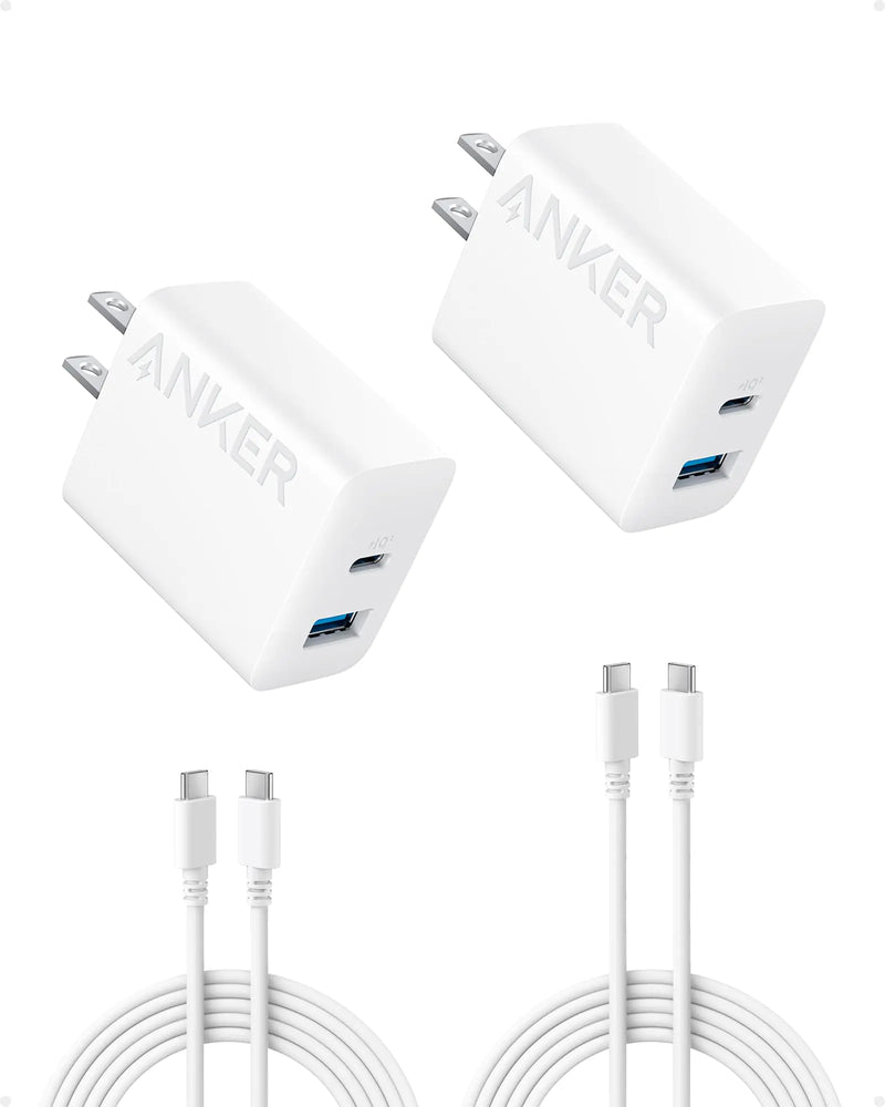 Anker iPhone 16 Charger, USB C Charger, 2-Pack 20W Dual Port USB Fast Wall Charger, USB C Charger Block for iPhone 16/16 Pro/16 Pro Max/15/14/13, Pad Pro/AirPods and More(Cable Not Included) - Puck's