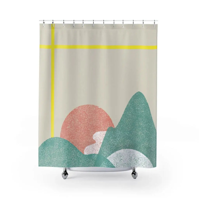 Landscape with Yellow Stripes Shower Curtains Home Decor - Puck's