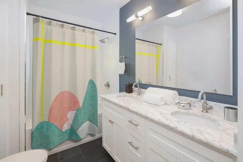 Landscape with Yellow Stripes Shower Curtains Home Decor - Puck's