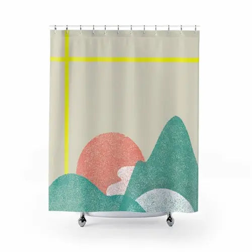 Landscape with Yellow Stripes Shower Curtains Home Decor - Puck's