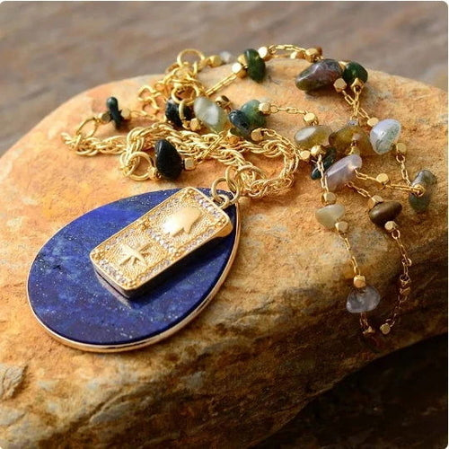 Lapis Lazuli Spiritual Teardrop Necklace - Puck's