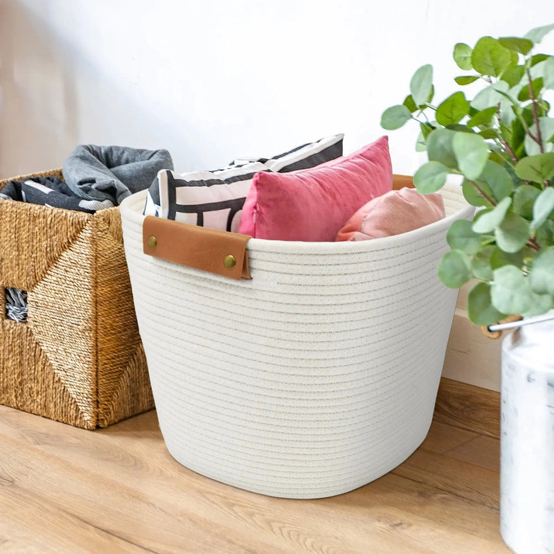 Large White Cotton Rope Basket - Puck's