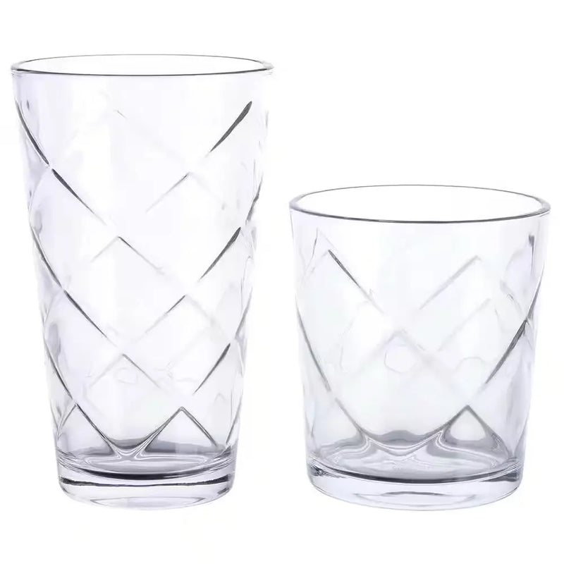 Lattice Glassware Drinkware Set (16-Piece) - Puck's