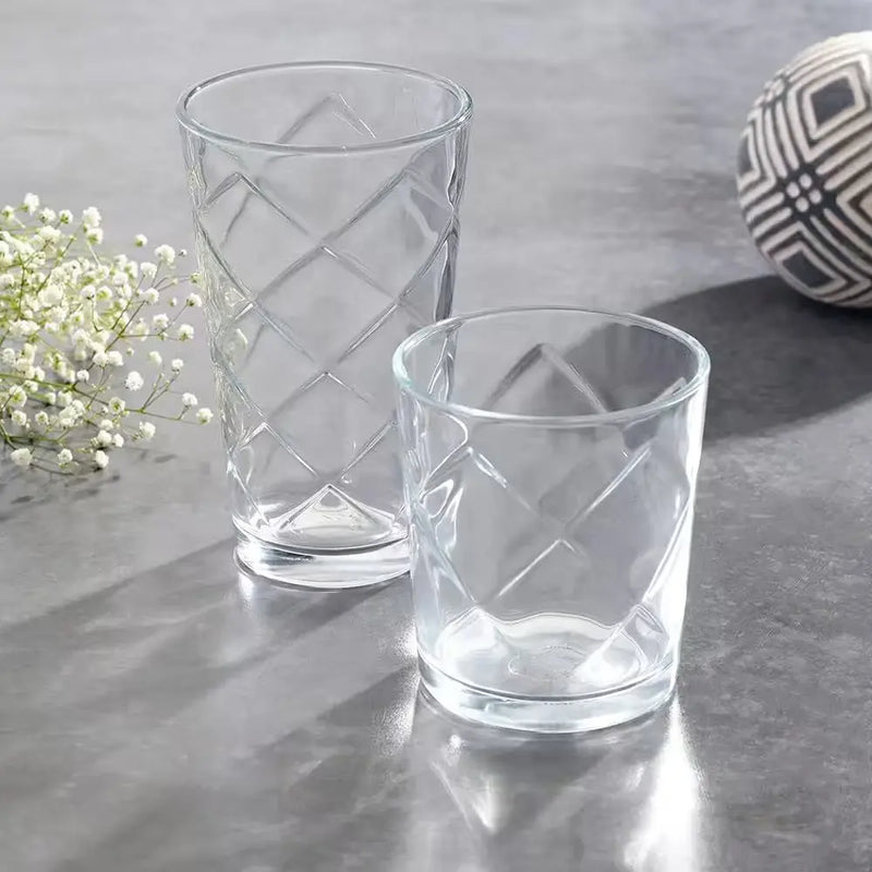 Lattice Glassware Drinkware Set (16-Piece) - Puck's
