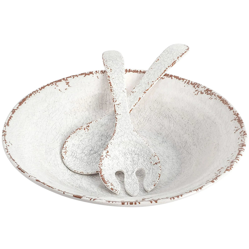 Laurie Gates Mauna 3 Piece Melamine Serving Bowl Set in White with - Puck's