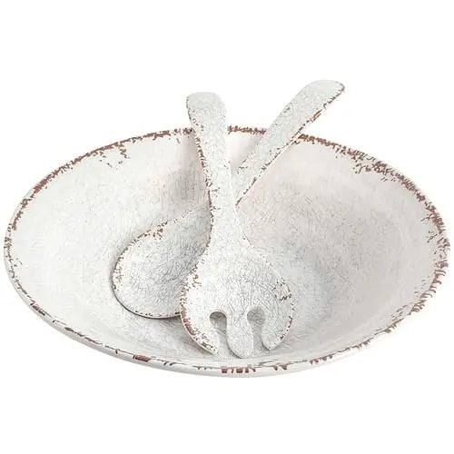 Laurie Gates Mauna 3 Piece Melamine Serving Bowl Set in White with - Puck's