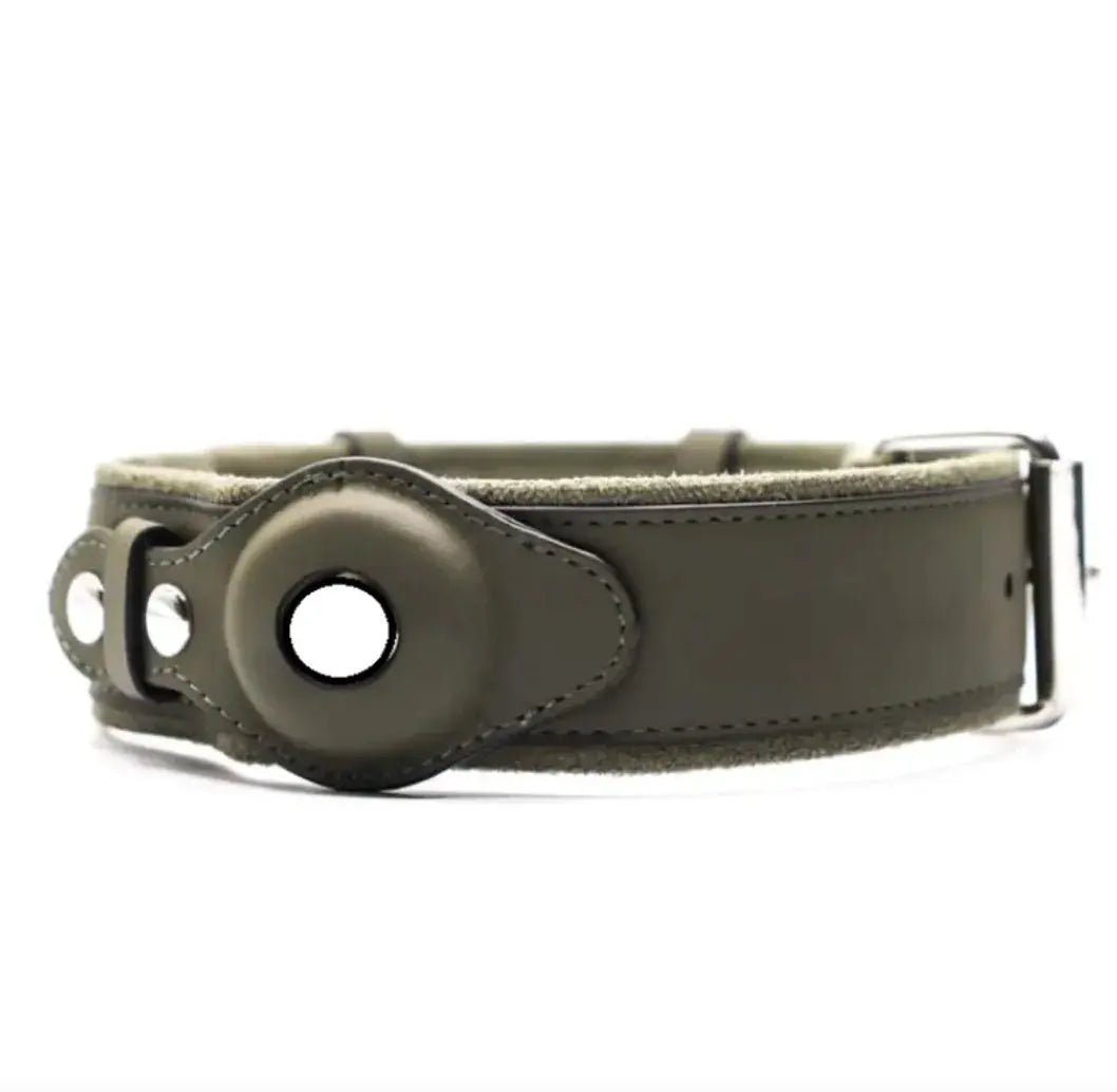 Leather Dog Collar with Location Tracker - Puck's