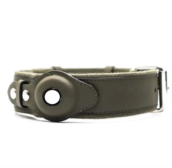 Leather Dog Collar with Location Tracker - Puck's