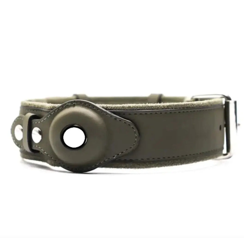Leather Dog Collar with Location Tracker - Puck's