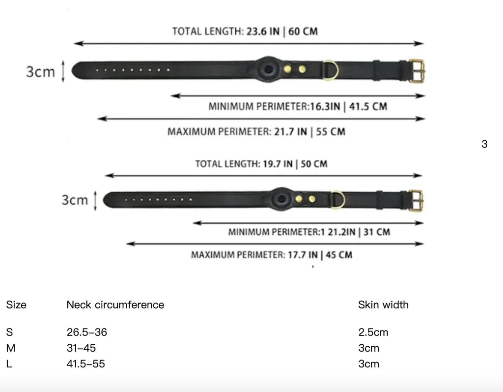 Leather Dog Collar with Location Tracker - Puck's