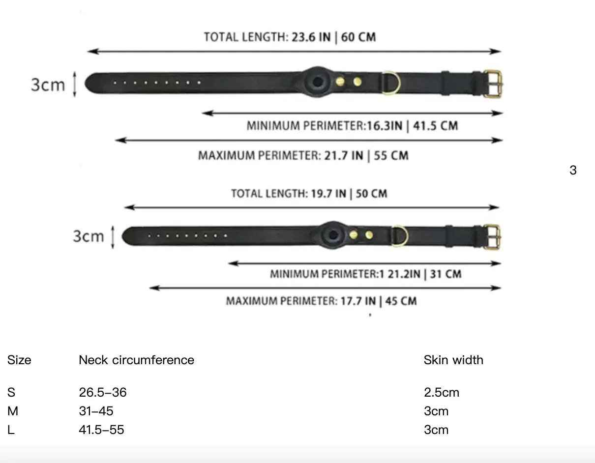 Leather Dog Collar with Location Tracker - Puck's