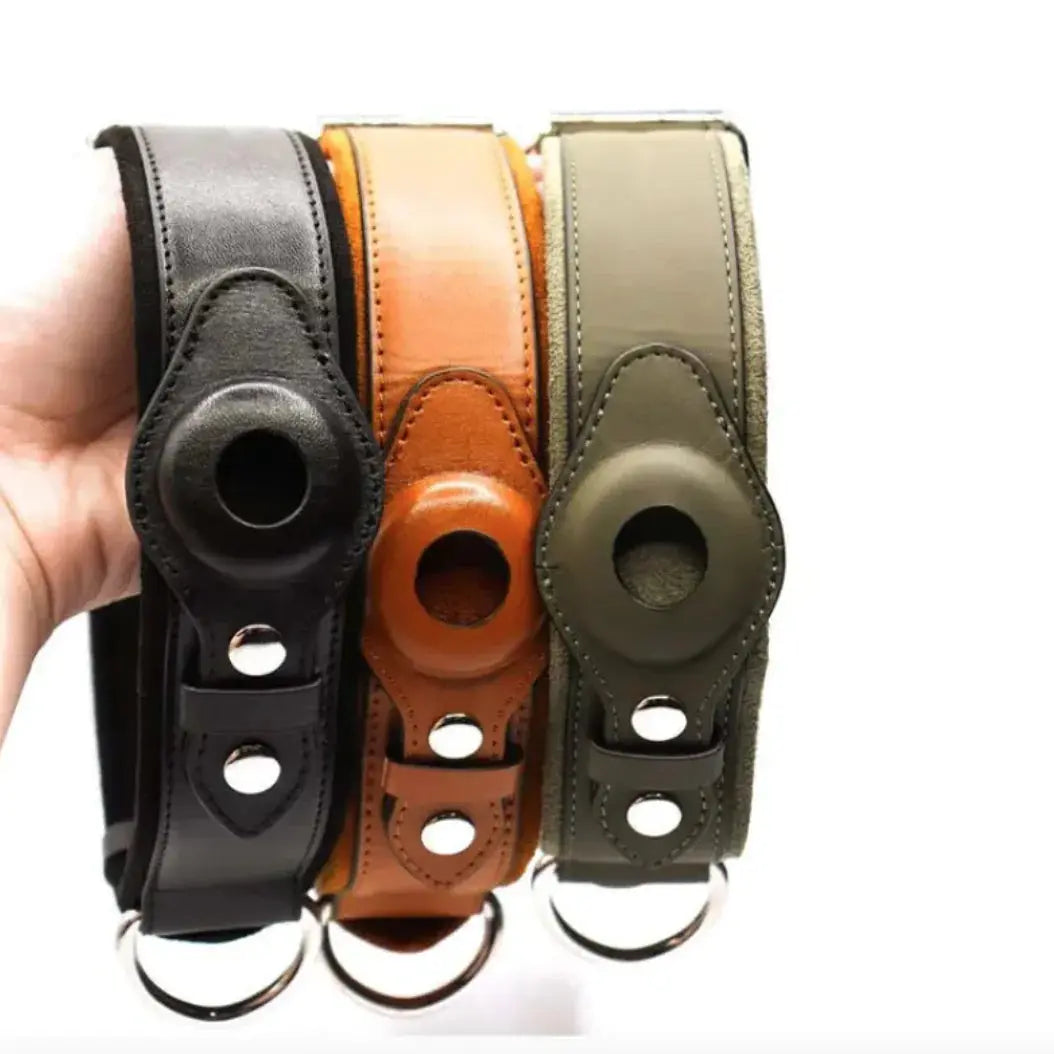 Leather Dog Collar with Location Tracker - Puck's