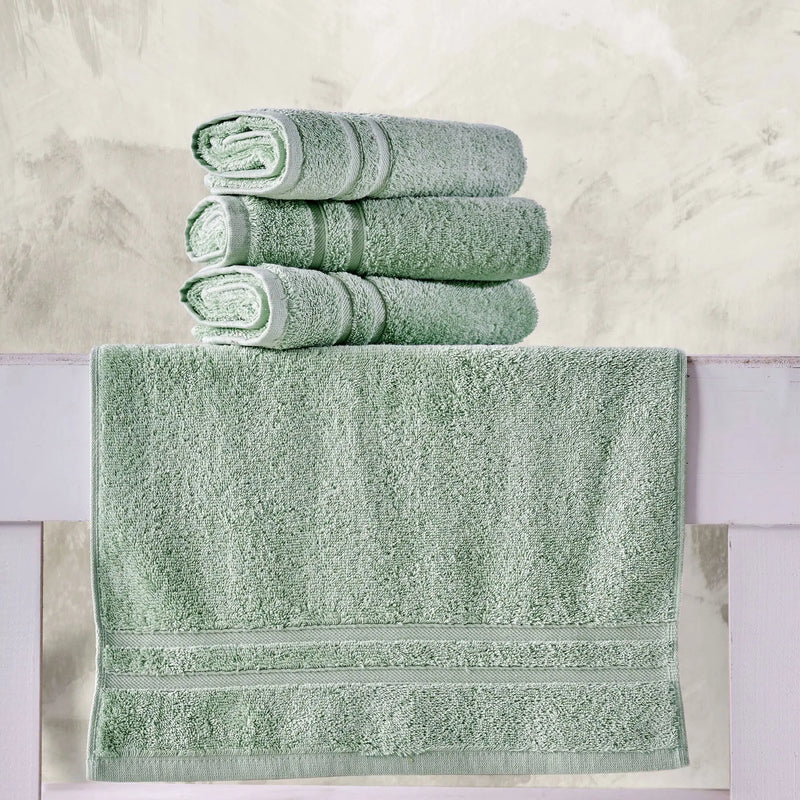 Light Green Luxury Hand Towels, 16' X 29', 100% Turkish Cotton, Quick Dry, High Absorbent, Low Lint, Set of 4, Soft Bathroom Towels, Hotel Quality, Gym Towel, Eco Friendly - Puck's