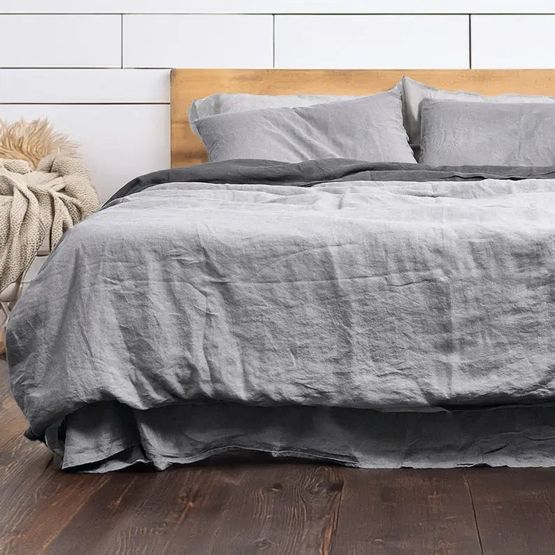 Light Grey - 100% Pure Linen | Linen Cotton Mix | 3 Piece Duvet Cover - Puck's