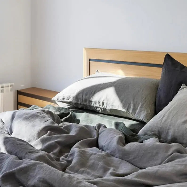 Light Grey - 100% Pure Linen | Linen Cotton Mix | 3 Piece Duvet Cover - Puck's