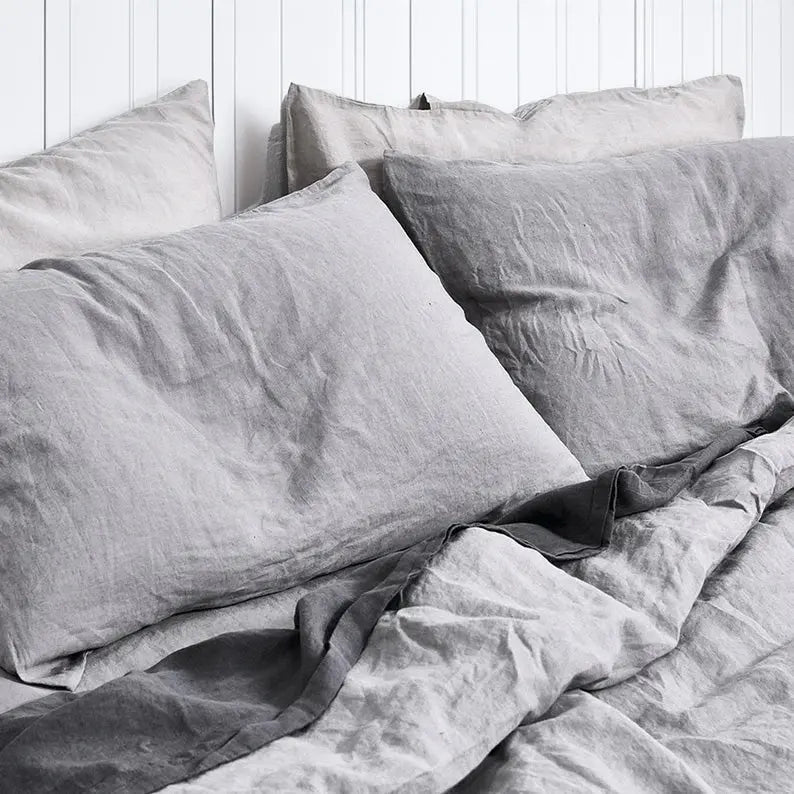 Light Grey - 100% Pure Linen | Linen Cotton Mix | 3 Piece Duvet Cover - Puck's