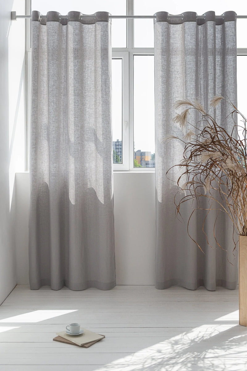 Light Grey linen curtain with grommets - Puck's