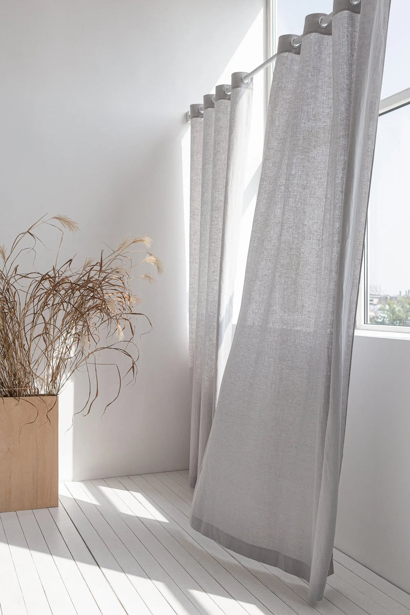 Light Grey linen curtain with grommets - Puck's