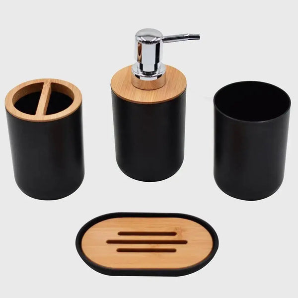 Light Luxury Bamboo Wood Bathroom Set - Puck's