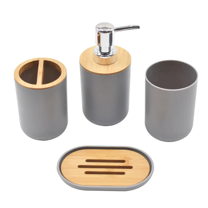 Light Luxury Bamboo Wood Bathroom Set - Puck's