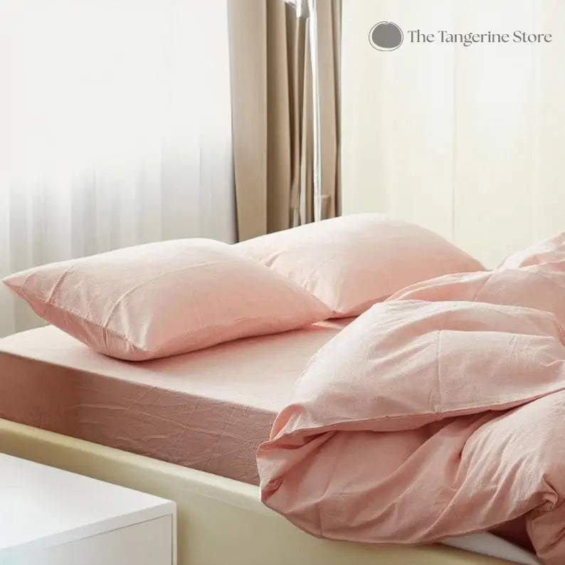 Light Pink - 100% Cotton 3 Piece Duvet Cover Set | 4 Piece Sheet Set | - Puck's