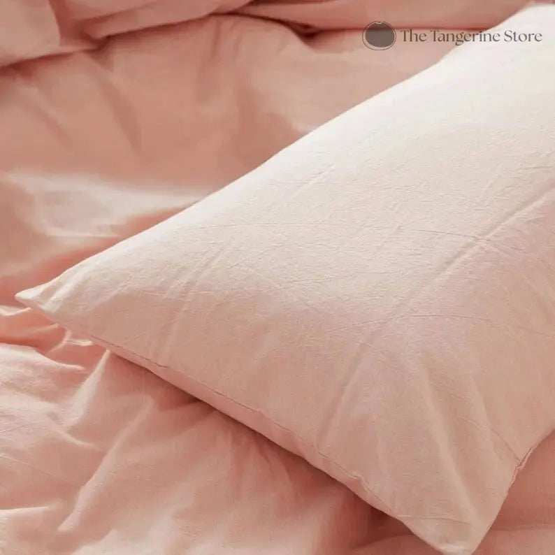Light Pink - 100% Cotton 3 Piece Duvet Cover Set | 4 Piece Sheet Set | - Puck's