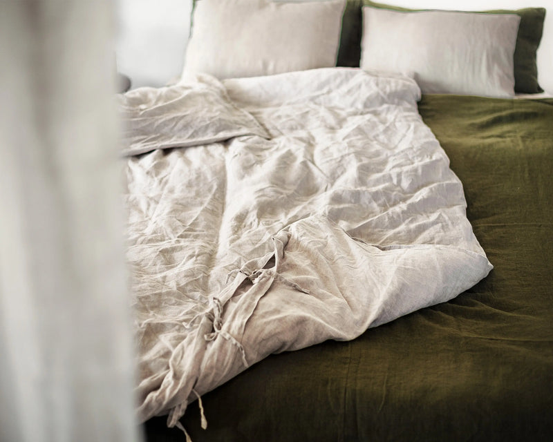 Linen duvet cover with ties - Puck's