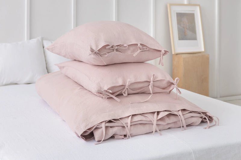 Linen duvet cover with ties - Puck's