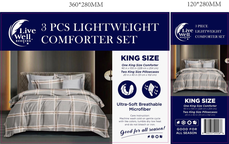 LiveWell Bedding 3 Piece Lightweight Comforter Set (6 Styles) - Puck's