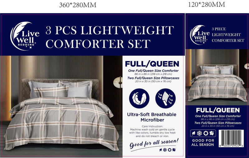 LiveWell Bedding 3 Piece Lightweight Comforter Set (6 Styles) - Puck's