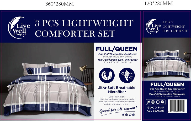 LiveWell Bedding 3 Piece Lightweight Comforter Set (6 Styles) - Puck's