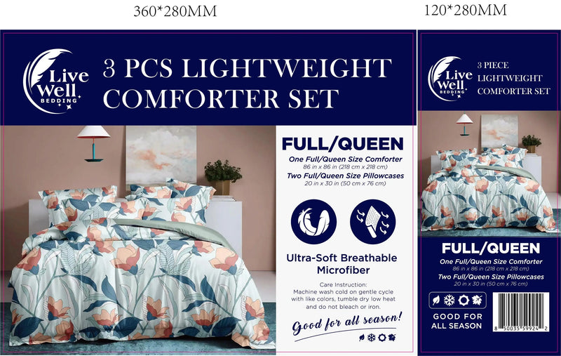 LiveWell Bedding 3 Piece Lightweight Comforter Set (6 Styles) - Puck's