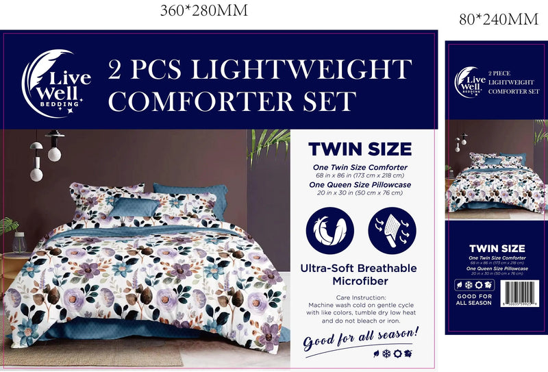 LiveWell Bedding 3 Piece Lightweight Comforter Set (6 Styles) - Puck's