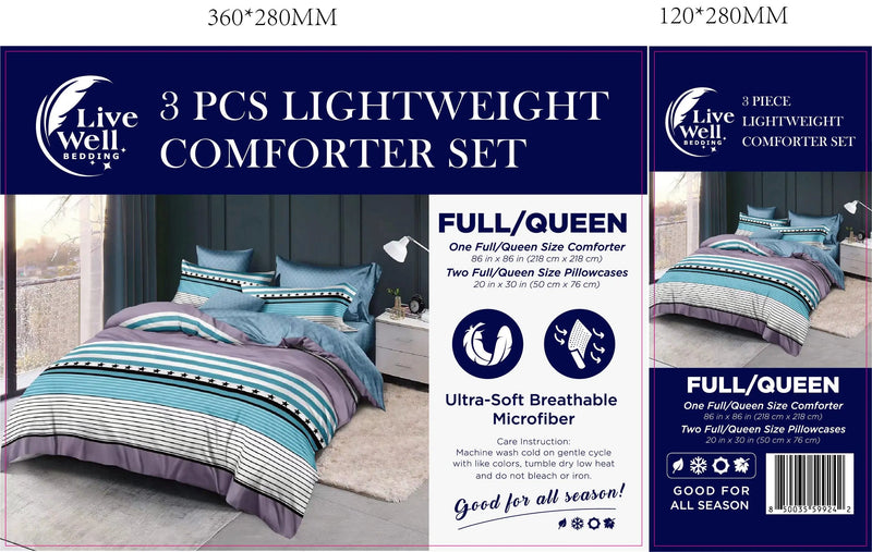 LiveWell Bedding 3 Piece Lightweight Comforter Set (6 Styles) - Puck's