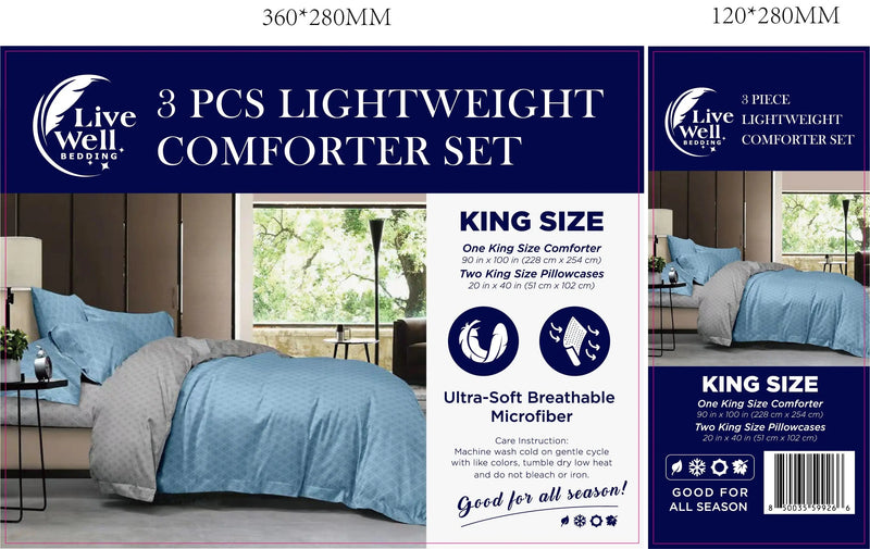 LiveWell Bedding 3 Piece Lightweight Comforter Set (6 Styles) - Puck's