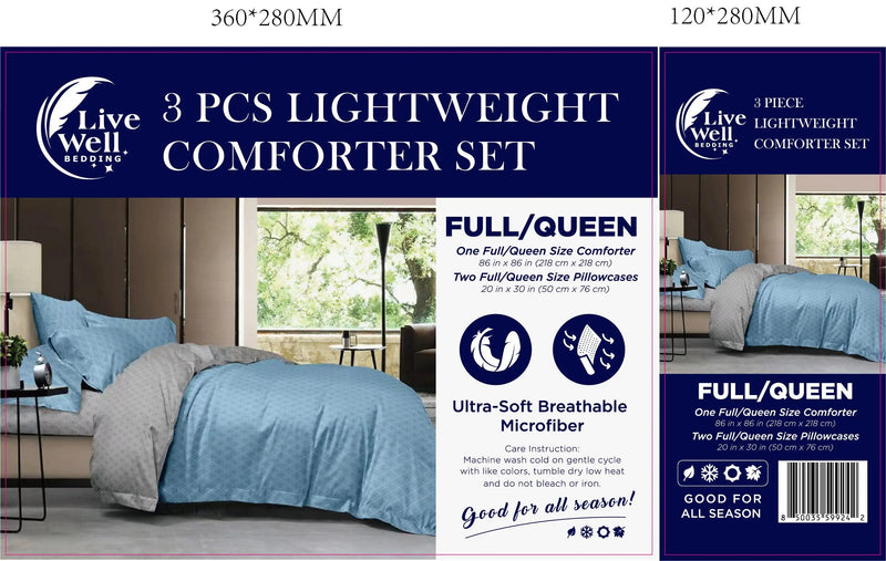 LiveWell Bedding 3 Piece Lightweight Comforter Set (6 Styles) - Puck's