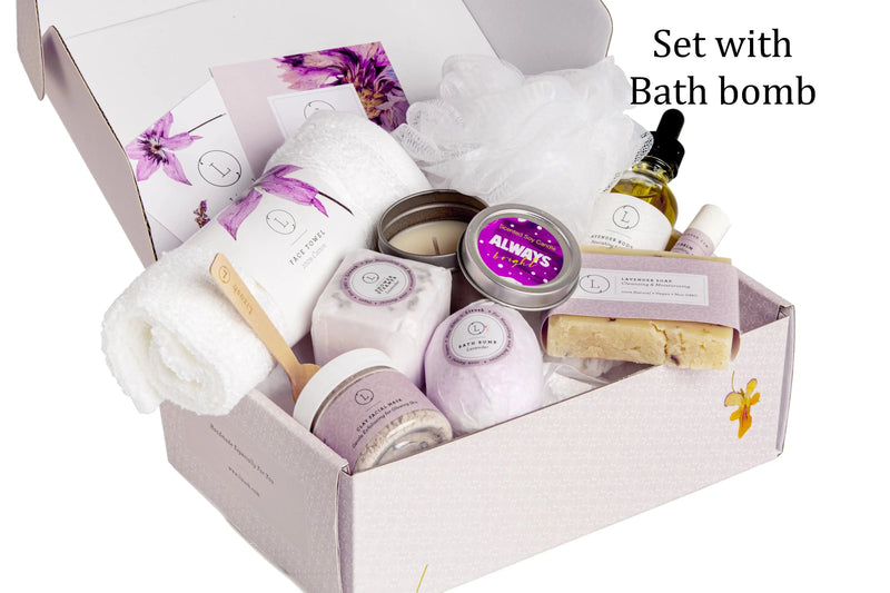 Lizush All Natural Lavender Gift Box with Bath Bomb and Shower Steamer - bath & body products - Puck's