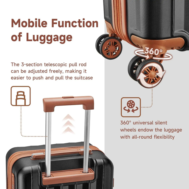 Luggage Sets Expandable Hard 18 Inch Carry-On Luggage USB Port Cup Holder TSA Lock Suitcase - Puck's