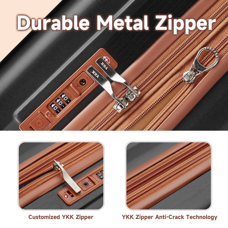 Luggage Sets Expandable Hard 18 Inch Carry-On Luggage USB Port Cup Holder TSA Lock Suitcase - Puck's