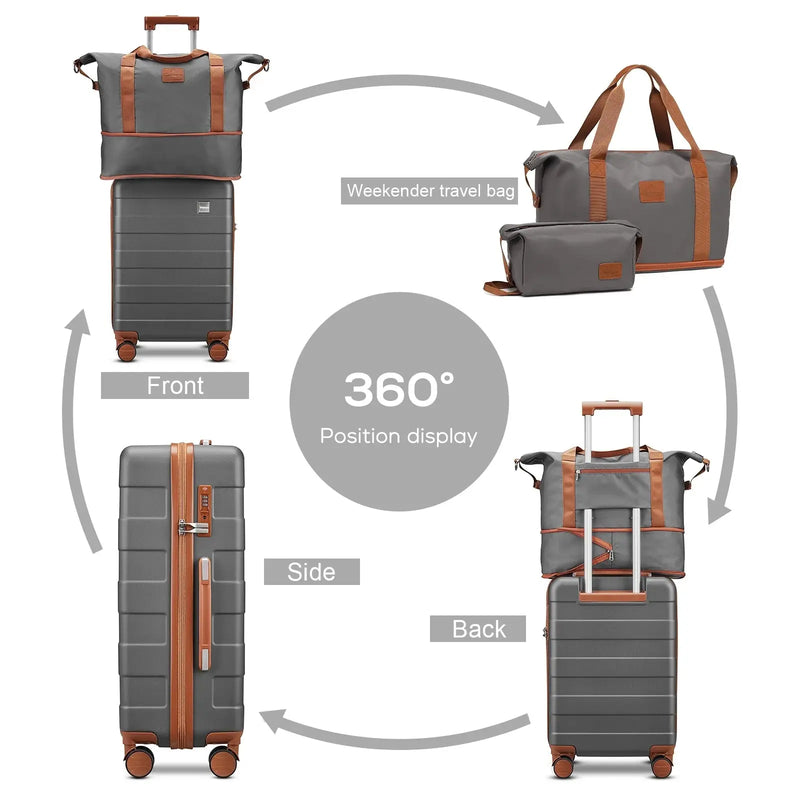 Luggage, ABS Hard Luggage Set with Spinner Wheels, with TSA Lock, Lightweight and Durable (Unisex) - Puck's