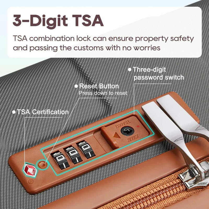 Luggage, ABS Hard Luggage Set with Spinner Wheels, with TSA Lock, Lightweight and Durable (Unisex) - Puck's